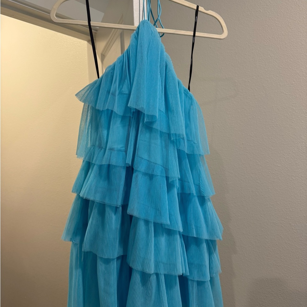Blue Tiered Ruffle Dress